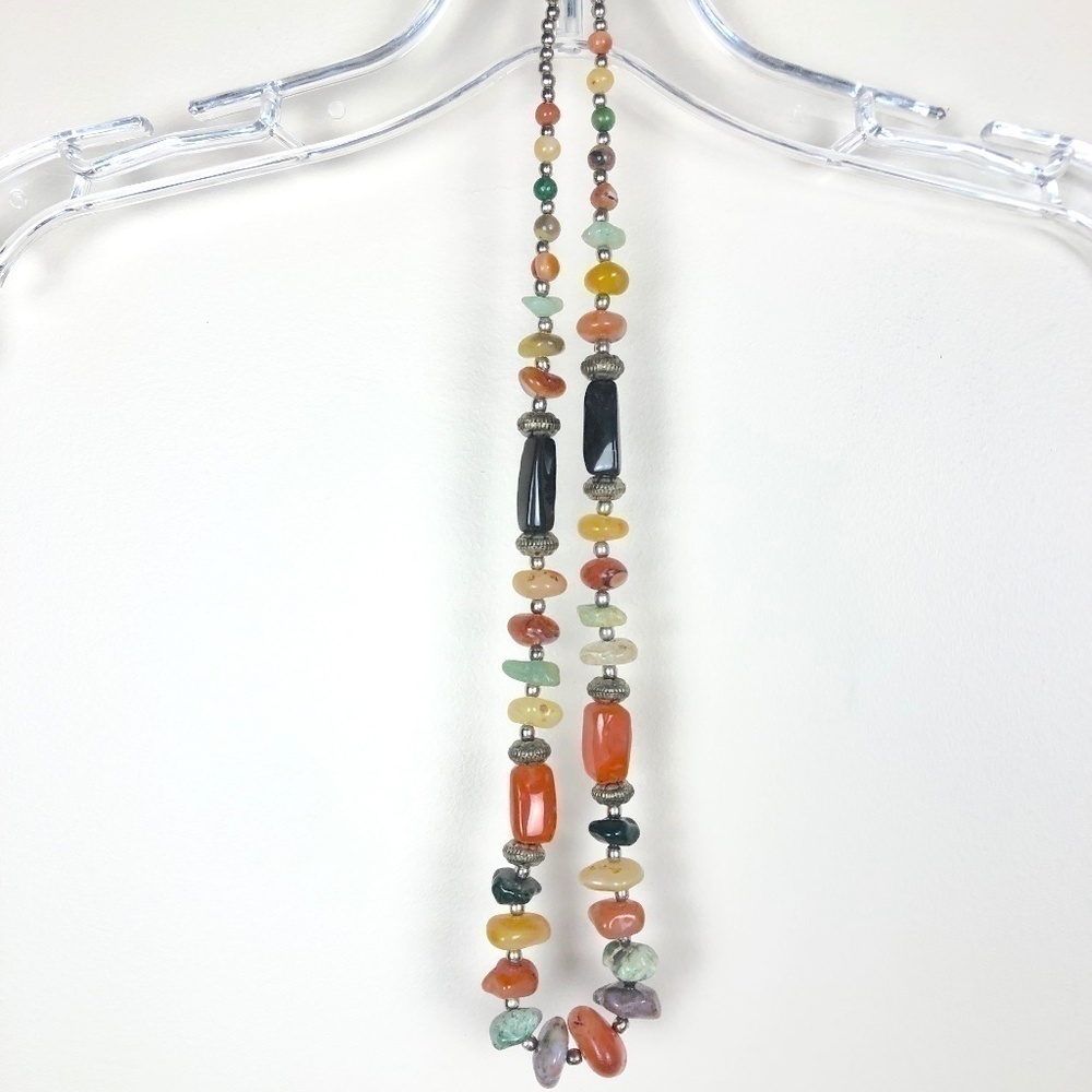 Vintage Crystal Necklace Amethyst Carnelian Amazonite Citrine Black Onyx